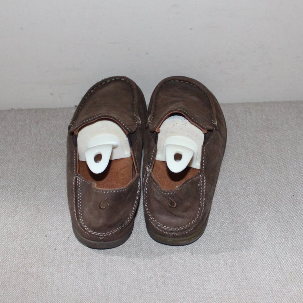 KIDS OLUKAI LEATHER SLIP ON SHOES - SIZE 3 1/2 - BROWN - Picture 4 of 8